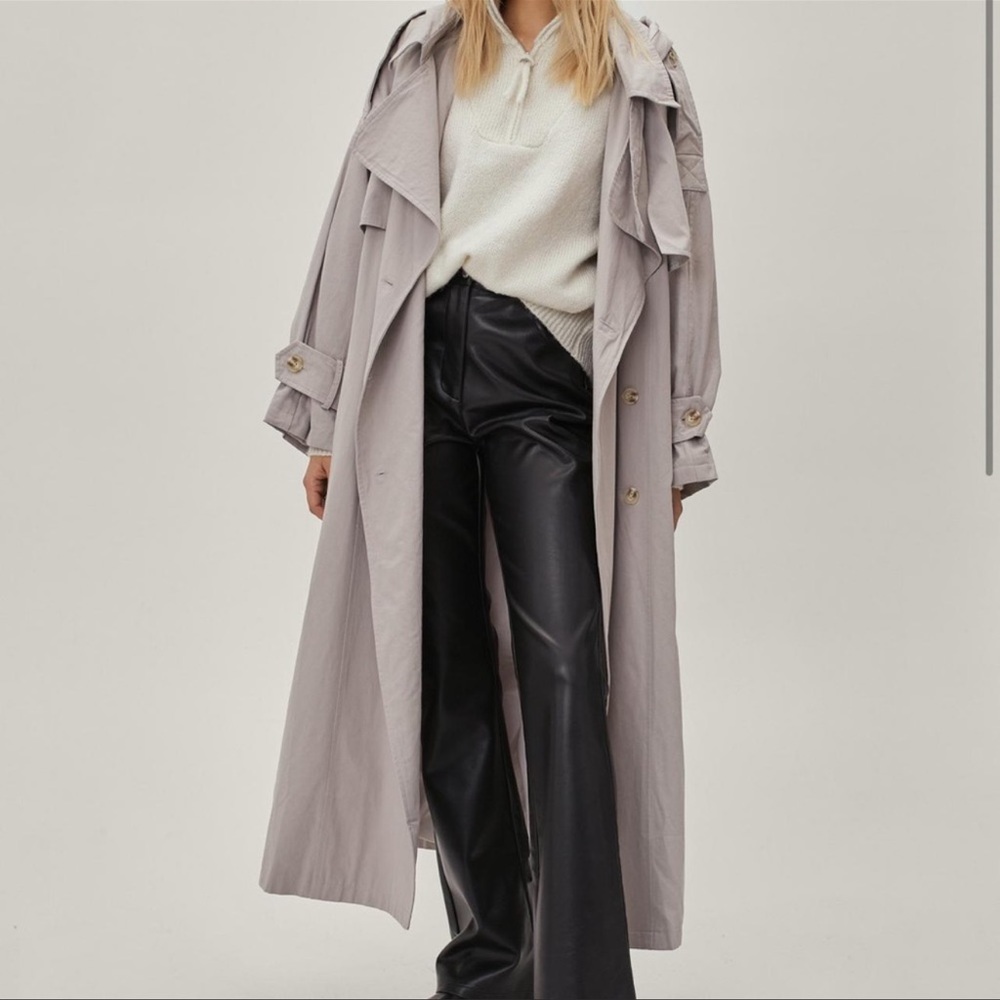 NastyGal Hooded Oversized Trench Coat (belt not included)